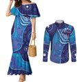 Australia Ngarrindjeri Couples Matching Mermaid Dress and Long Sleeve Button Shirt Animal Aboriginal Art