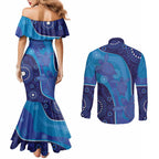 Australia Ngarrindjeri Couples Matching Mermaid Dress and Long Sleeve Button Shirt Animal Aboriginal Art