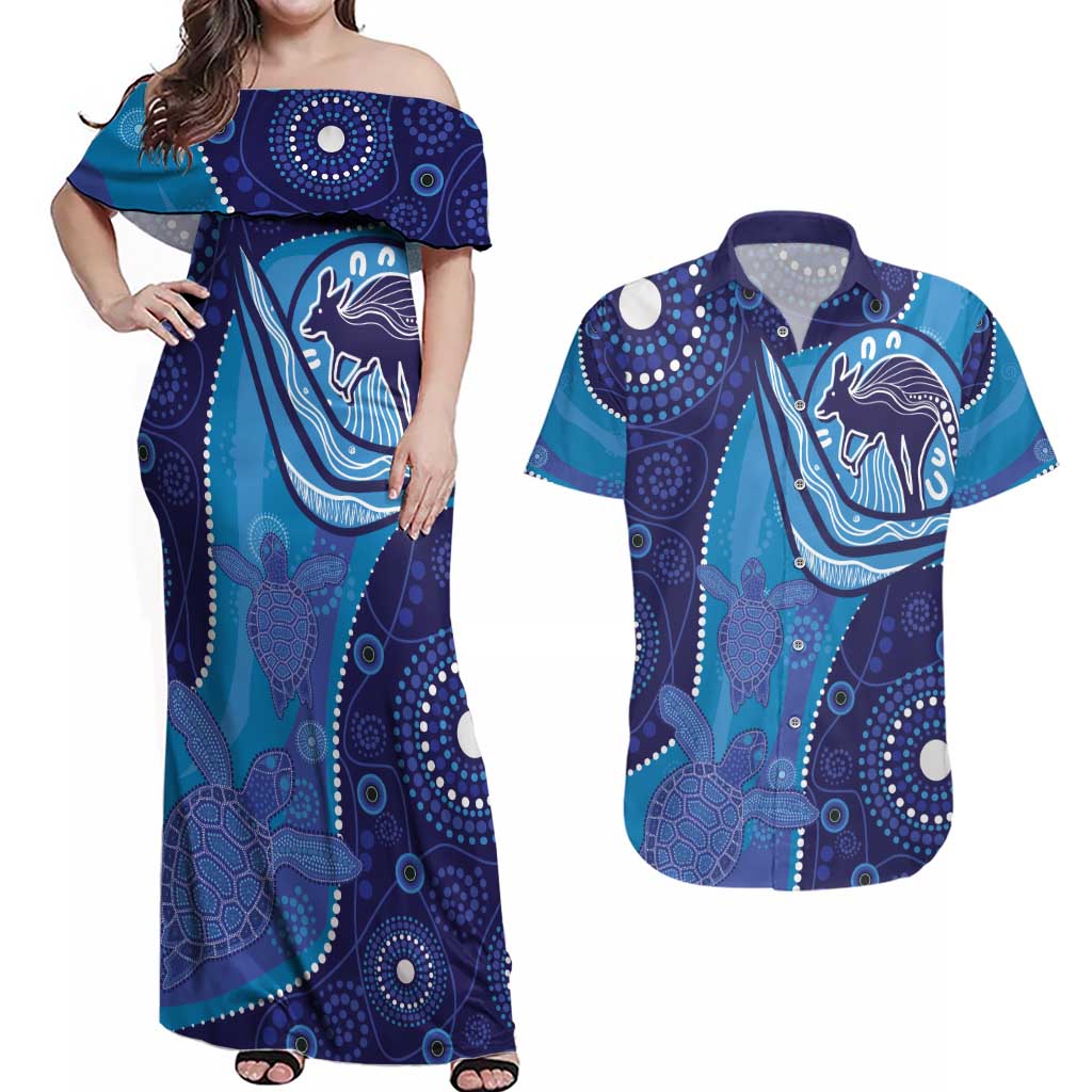 Australia Ngarrindjeri Couples Matching Off Shoulder Maxi Dress and Hawaiian Shirt Animal Aboriginal Art