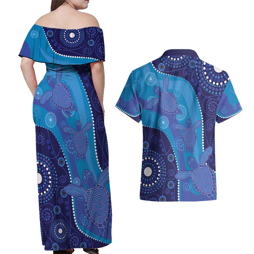 Australia Ngarrindjeri Couples Matching Off Shoulder Maxi Dress and Hawaiian Shirt Animal Aboriginal Art