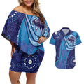 Australia Ngarrindjeri Couples Matching Off Shoulder Short Dress and Hawaiian Shirt Animal Aboriginal Art