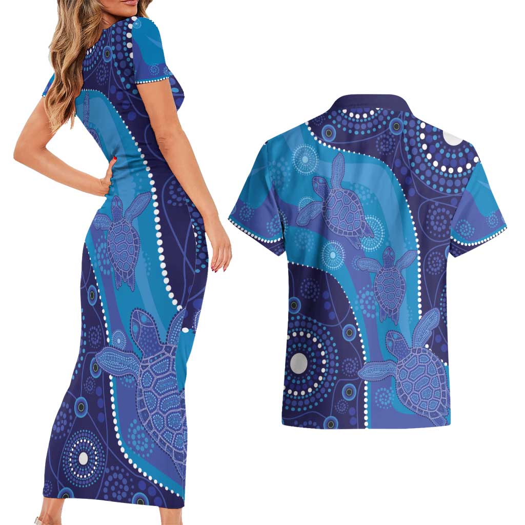 Australia Ngarrindjeri Couples Matching Short Sleeve Bodycon Dress and Hawaiian Shirt Animal Aboriginal Art
