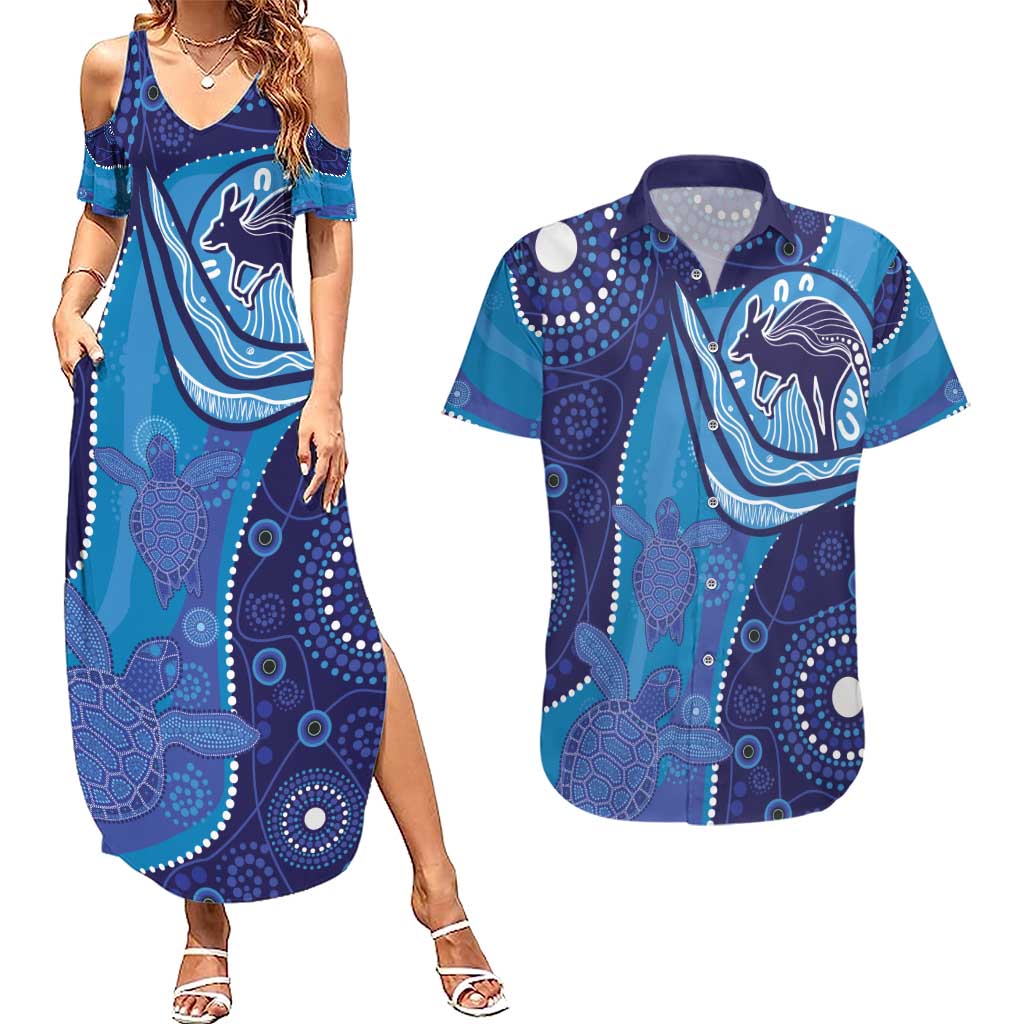 Australia Ngarrindjeri Couples Matching Summer Maxi Dress and Hawaiian Shirt Animal Aboriginal Art