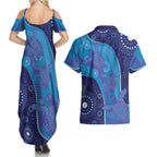 Australia Ngarrindjeri Couples Matching Summer Maxi Dress and Hawaiian Shirt Animal Aboriginal Art