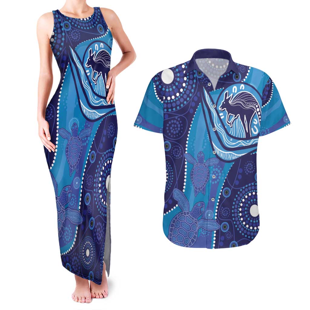 Australia Ngarrindjeri Couples Matching Tank Maxi Dress and Hawaiian Shirt Animal Aboriginal Art