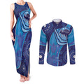 Australia Ngarrindjeri Couples Matching Tank Maxi Dress and Long Sleeve Button Shirt Animal Aboriginal Art