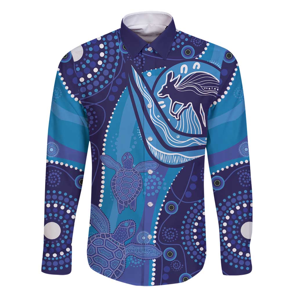 Australia Ngarrindjeri Family Matching Long Sleeve Bodycon Dress and Hawaiian Shirt Animal Aboriginal Art