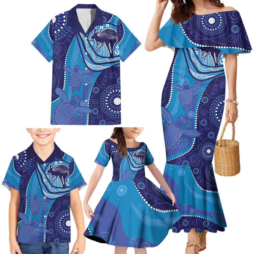 Australia Ngarrindjeri Family Matching Mermaid Dress and Hawaiian Shirt Animal Aboriginal Art