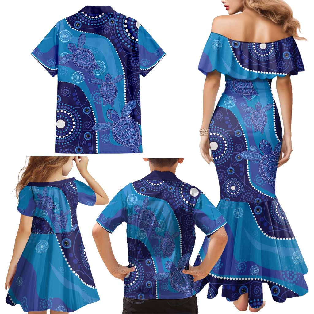 Australia Ngarrindjeri Family Matching Mermaid Dress and Hawaiian Shirt Animal Aboriginal Art