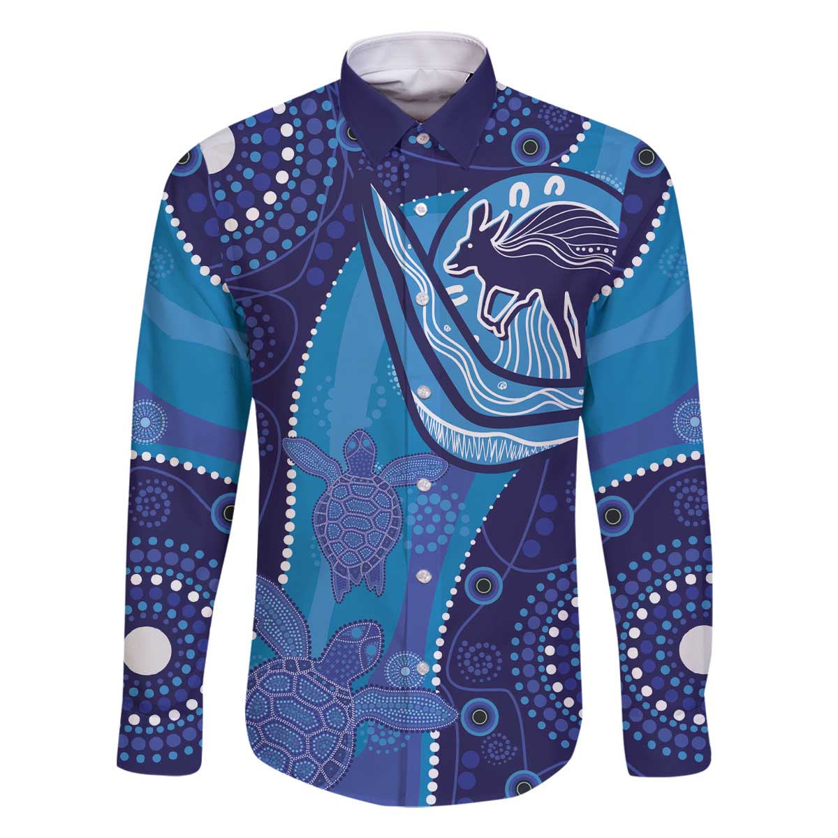 Australia Ngarrindjeri Family Matching Off The Shoulder Long Sleeve Dress and Hawaiian Shirt Animal Aboriginal Art