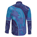 Australia Ngarrindjeri Family Matching Off The Shoulder Long Sleeve Dress and Hawaiian Shirt Animal Aboriginal Art