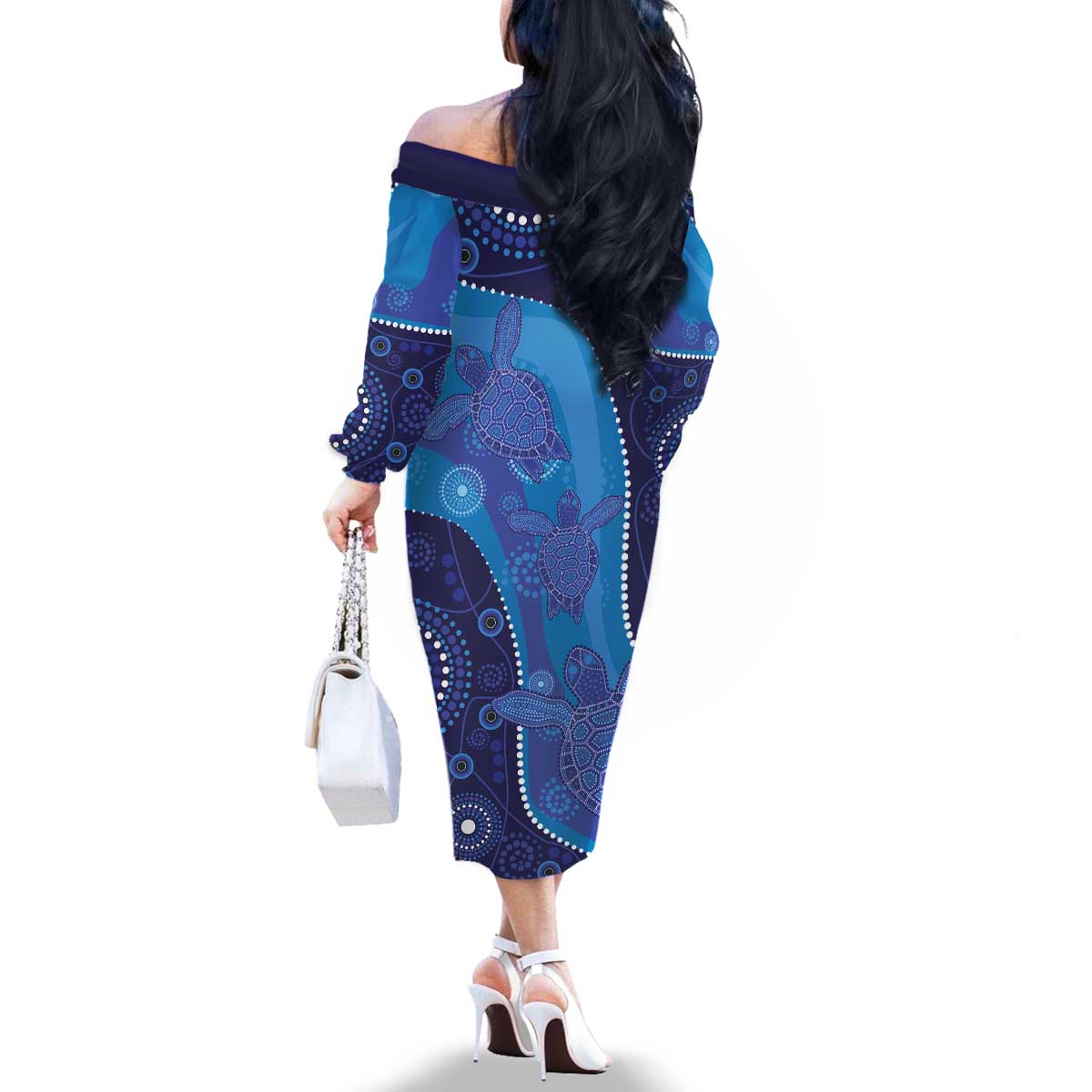 Australia Ngarrindjeri Family Matching Off The Shoulder Long Sleeve Dress and Hawaiian Shirt Animal Aboriginal Art