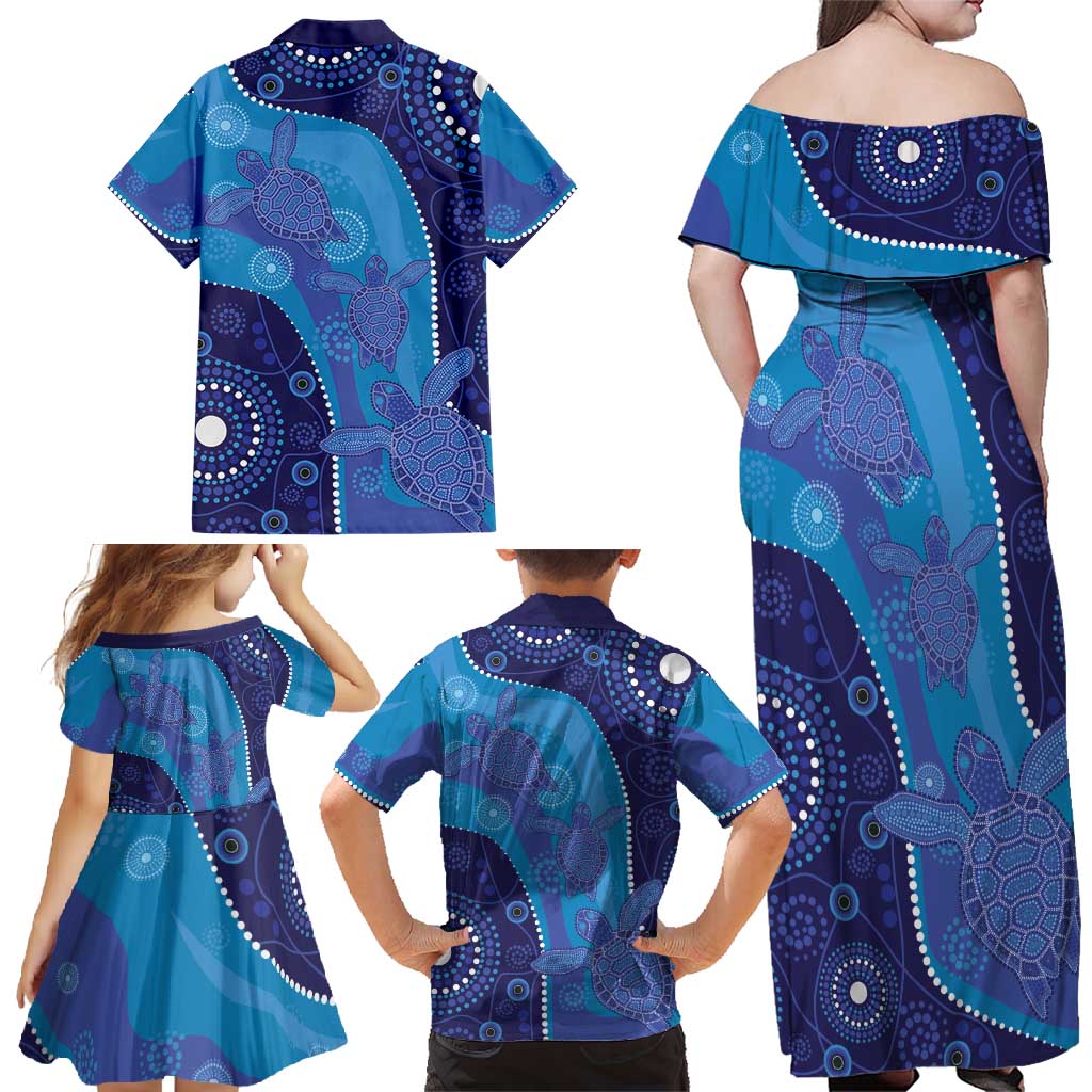 Australia Ngarrindjeri Family Matching Off Shoulder Maxi Dress and Hawaiian Shirt Animal Aboriginal Art