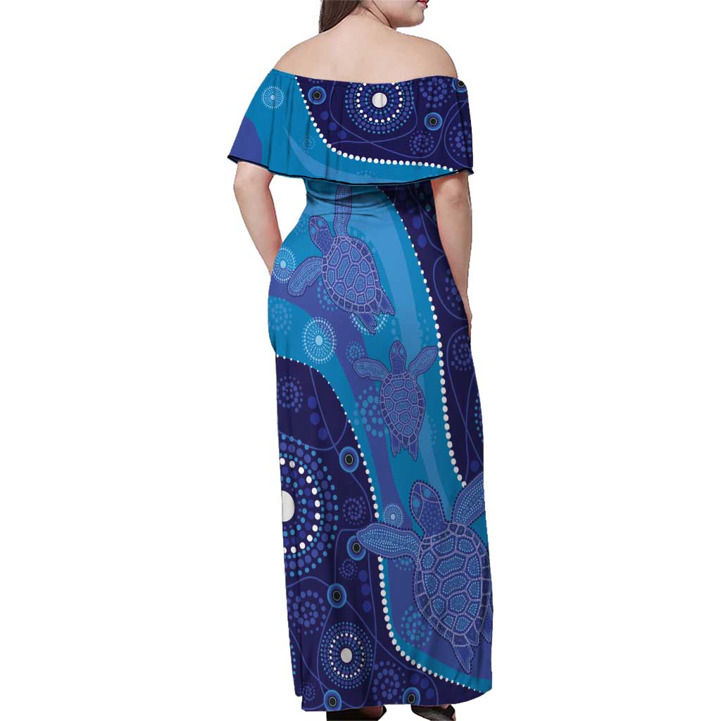 Australia Ngarrindjeri Family Matching Off Shoulder Maxi Dress and Hawaiian Shirt Animal Aboriginal Art