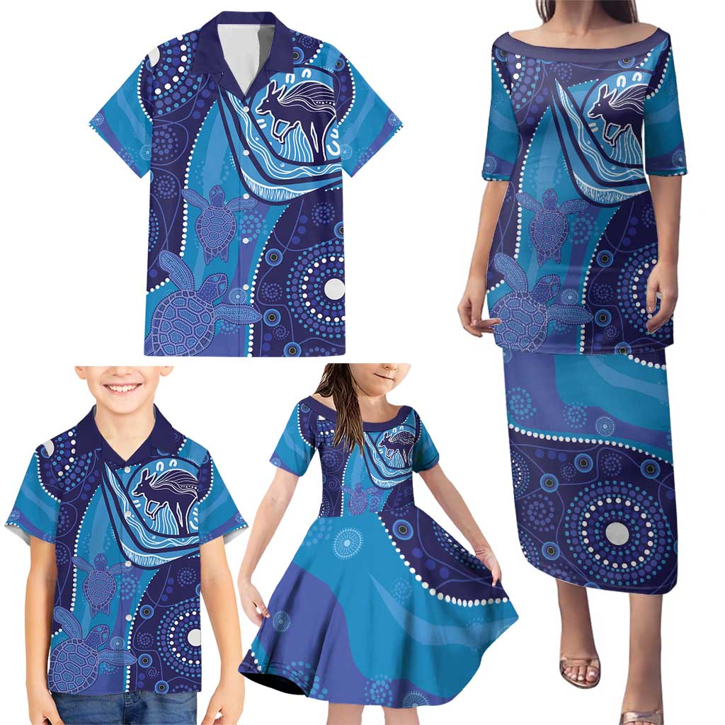 Australia Ngarrindjeri Family Matching Puletasi and Hawaiian Shirt Animal Aboriginal Art