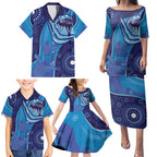 Australia Ngarrindjeri Family Matching Puletasi and Hawaiian Shirt Animal Aboriginal Art