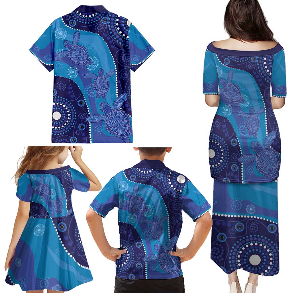 Australia Ngarrindjeri Family Matching Puletasi and Hawaiian Shirt Animal Aboriginal Art