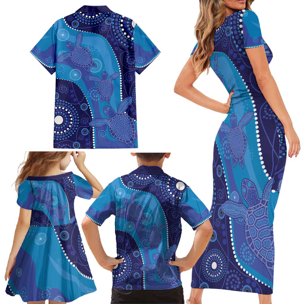 Australia Ngarrindjeri Family Matching Short Sleeve Bodycon Dress and Hawaiian Shirt Animal Aboriginal Art