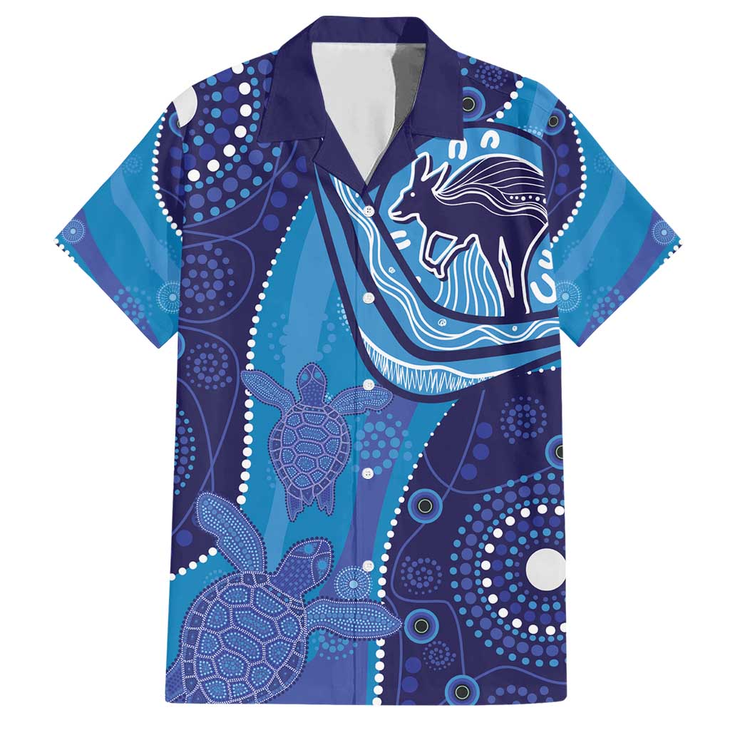Australia Ngarrindjeri Family Matching Short Sleeve Bodycon Dress and Hawaiian Shirt Animal Aboriginal Art