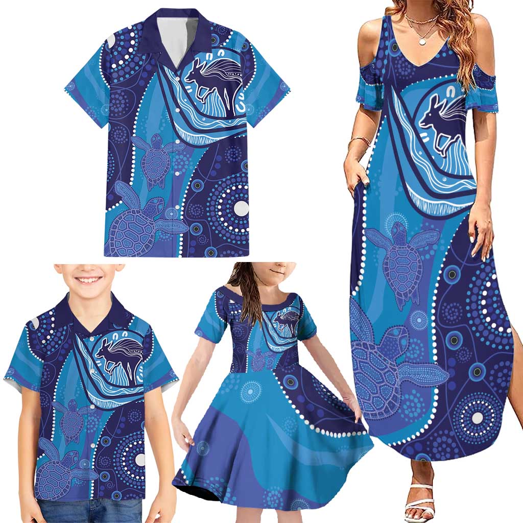 Australia Ngarrindjeri Family Matching Summer Maxi Dress and Hawaiian Shirt Animal Aboriginal Art