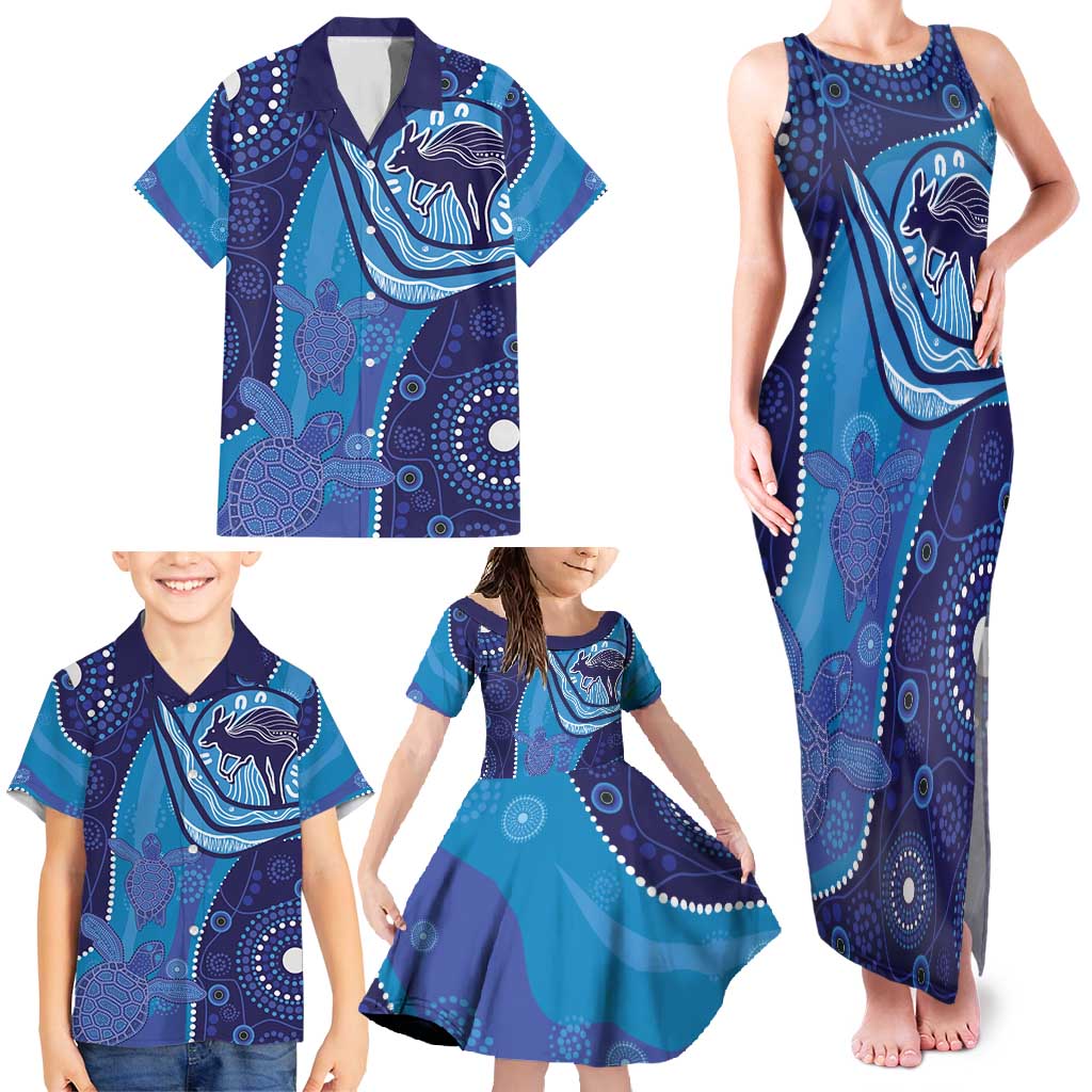 Australia Ngarrindjeri Family Matching Tank Maxi Dress and Hawaiian Shirt Animal Aboriginal Art