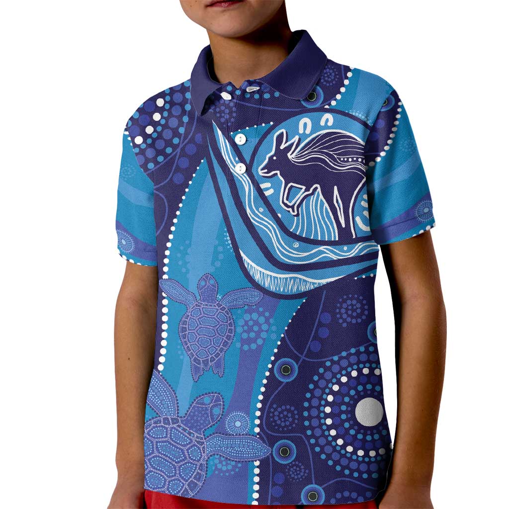 Australia Ngarrindjeri Kid Polo Shirt Animal Aboriginal Art