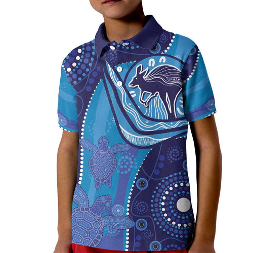 Australia Ngarrindjeri Kid Polo Shirt Animal Aboriginal Art