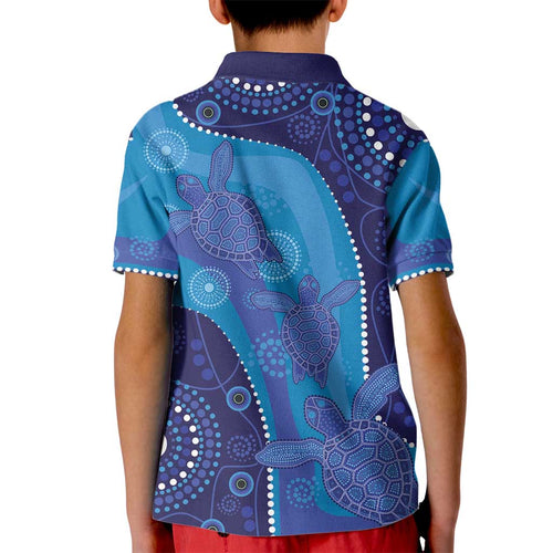 Australia Ngarrindjeri Kid Polo Shirt Animal Aboriginal Art