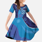 Australia Ngarrindjeri Kid Short Sleeve Dress Animal Aboriginal Art