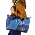 Australia Ngarrindjeri Leather Tote Bag Animal Aboriginal Art