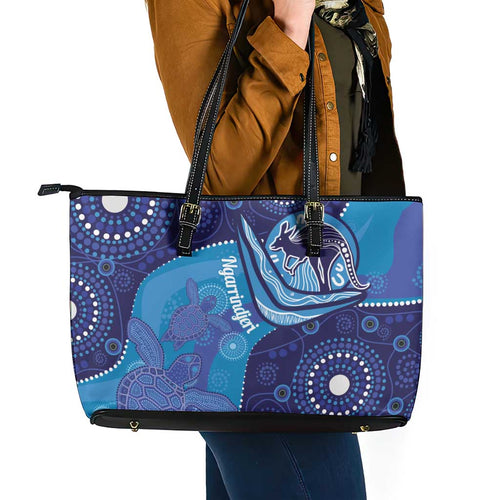 Australia Ngarrindjeri Leather Tote Bag Animal Aboriginal Art