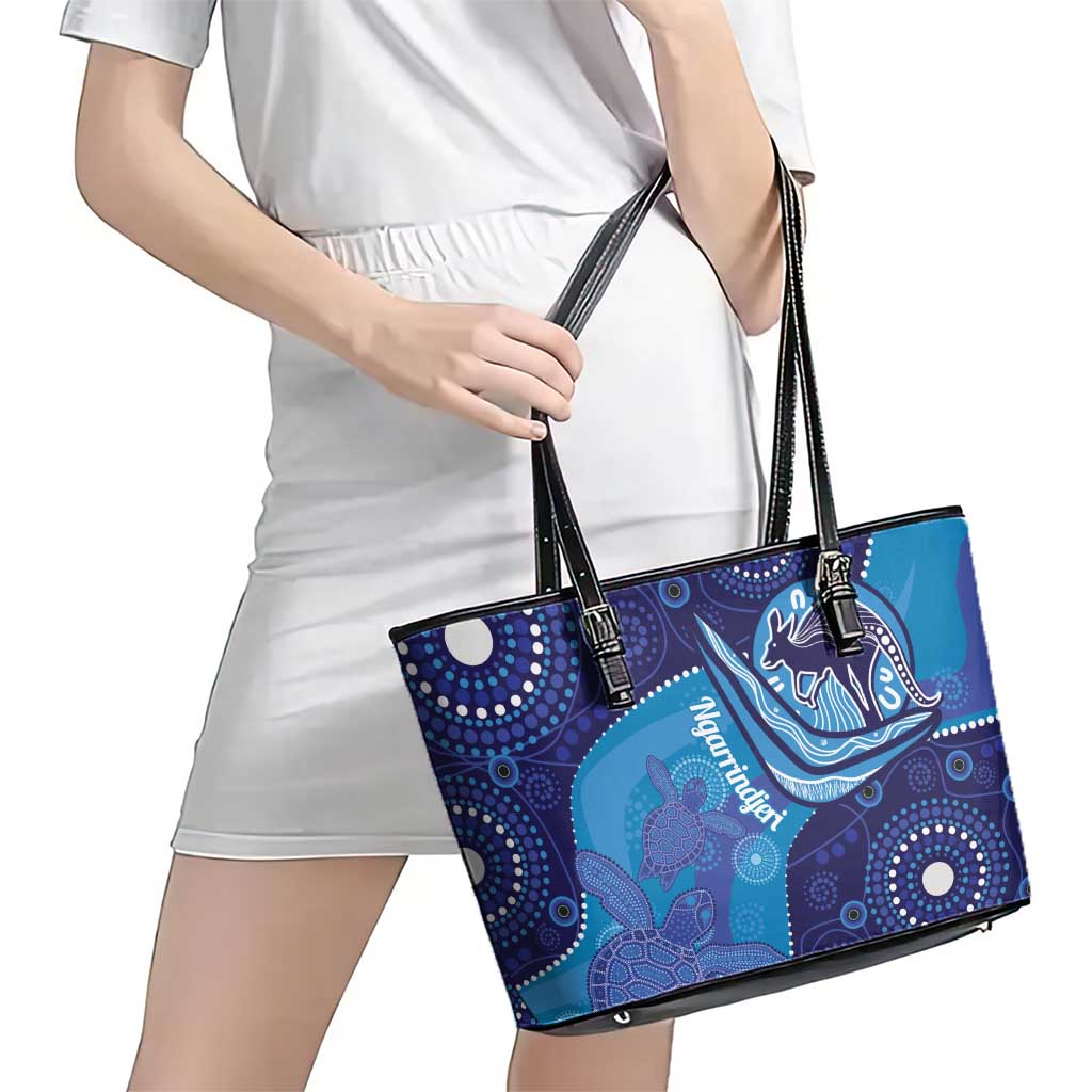 Australia Ngarrindjeri Leather Tote Bag Animal Aboriginal Art