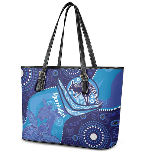 Australia Ngarrindjeri Leather Tote Bag Animal Aboriginal Art