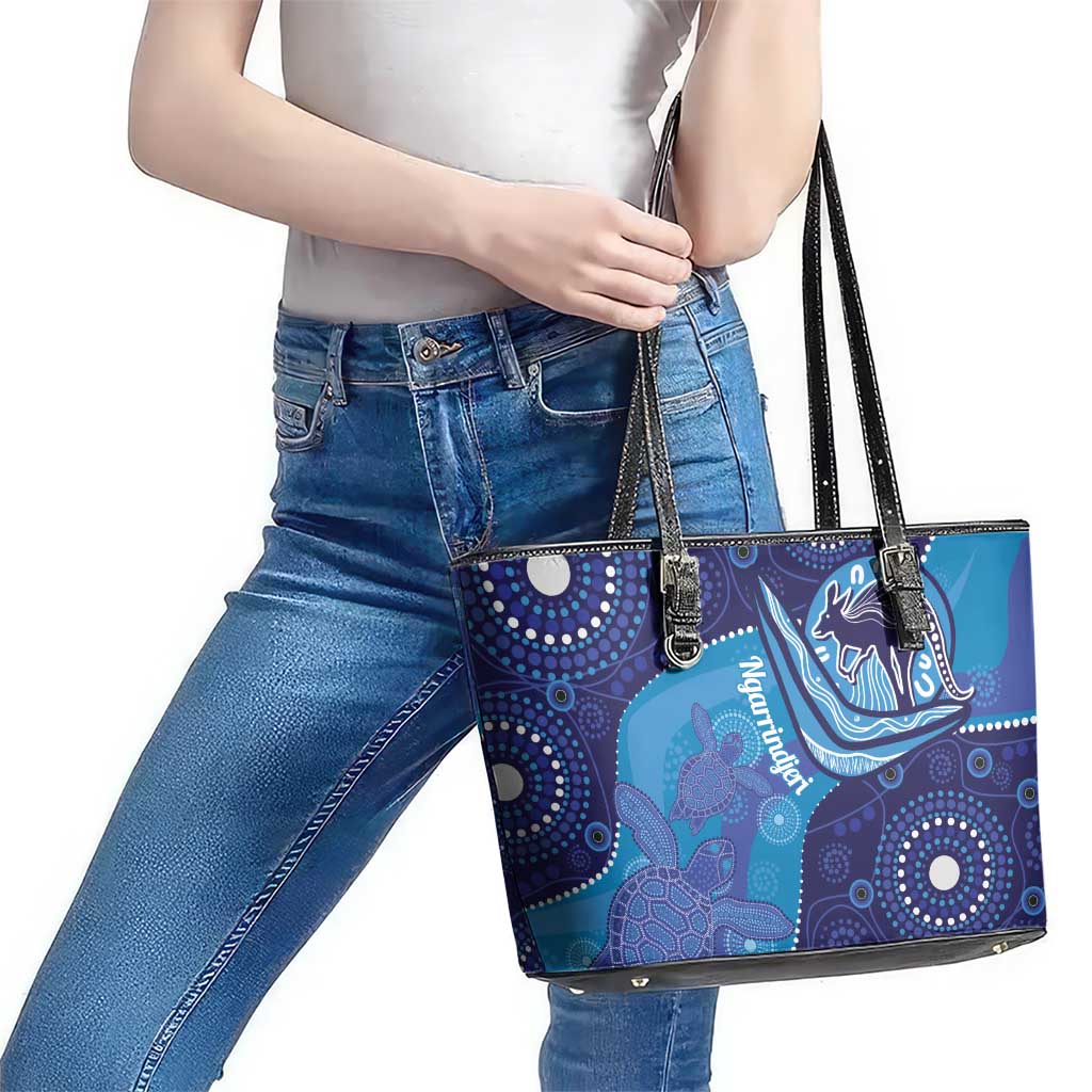 Australia Ngarrindjeri Leather Tote Bag Animal Aboriginal Art