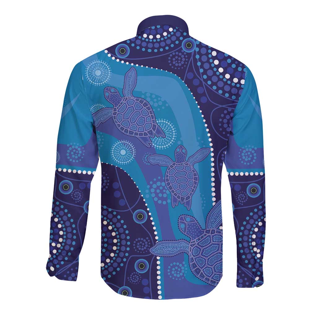 Australia Ngarrindjeri Long Sleeve Button Shirt Animal Aboriginal Art
