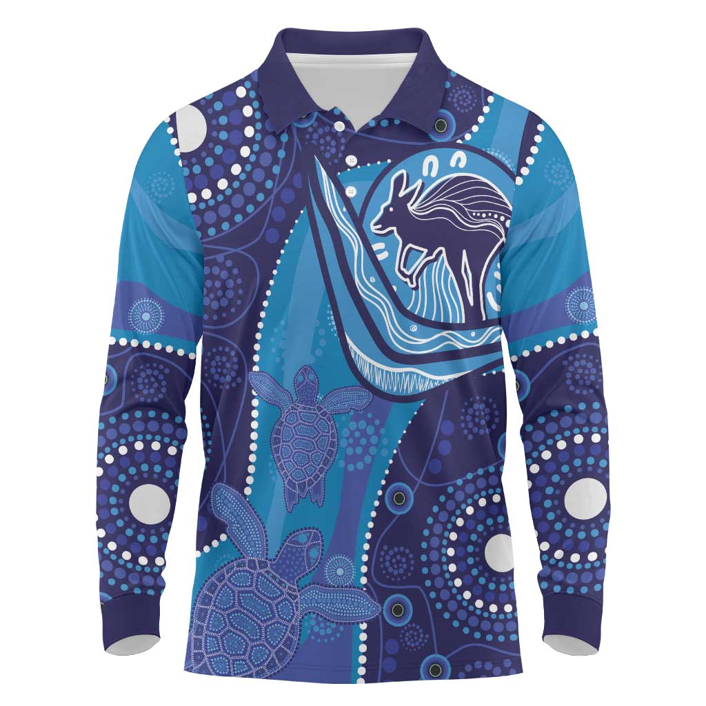 Australia Ngarrindjeri Long Sleeve Polo Shirt Animal Aboriginal Art
