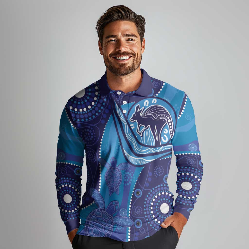 Australia Ngarrindjeri Long Sleeve Polo Shirt Animal Aboriginal Art