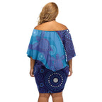 Australia Ngarrindjeri Off Shoulder Short Dress Animal Aboriginal Art