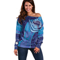 Australia Ngarrindjeri Off Shoulder Sweater Animal Aboriginal Art