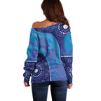 Australia Ngarrindjeri Off Shoulder Sweater Animal Aboriginal Art
