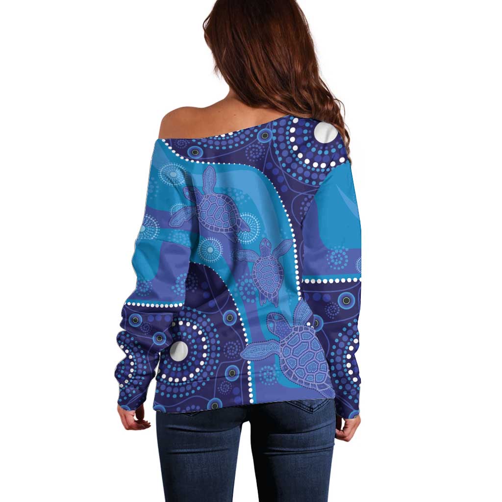 Australia Ngarrindjeri Off Shoulder Sweater Animal Aboriginal Art