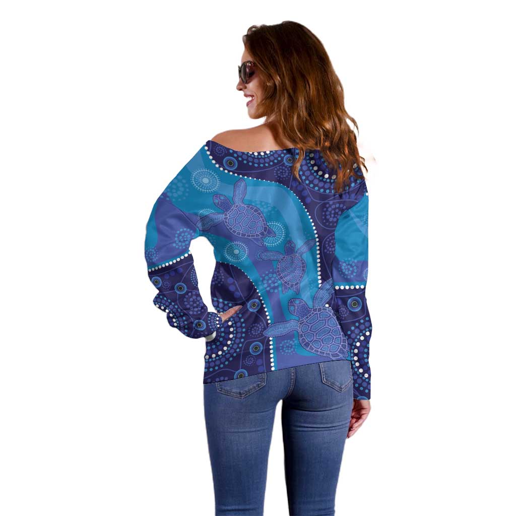 Australia Ngarrindjeri Off Shoulder Sweater Animal Aboriginal Art