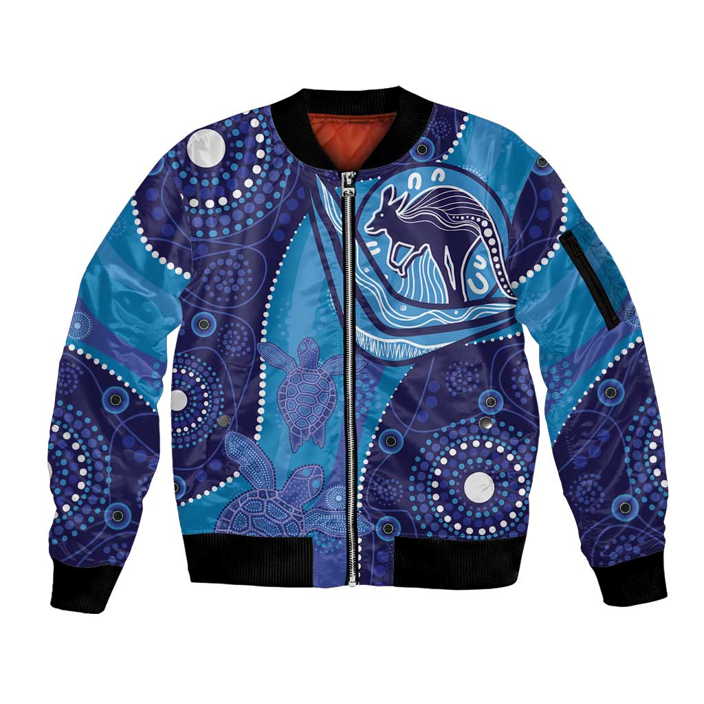 Australia Ngarrindjeri Sleeve Zip Bomber Jacket Animal Aboriginal Art