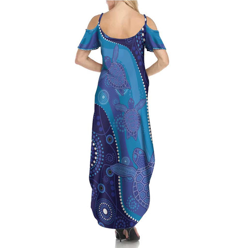Australia Ngarrindjeri Summer Maxi Dress Animal Aboriginal Art