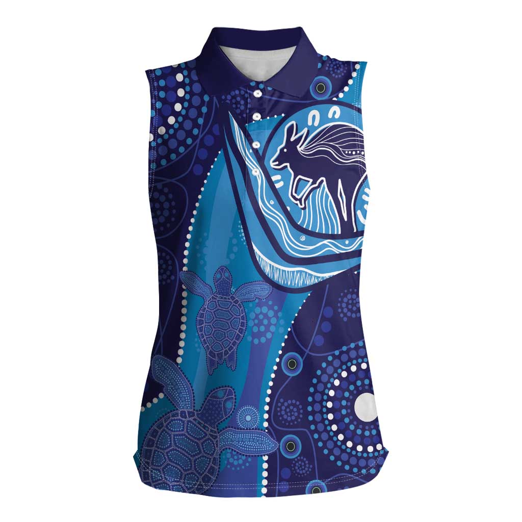 Australia Ngarrindjeri Women Sleeveless Polo Shirt Animal Aboriginal Art