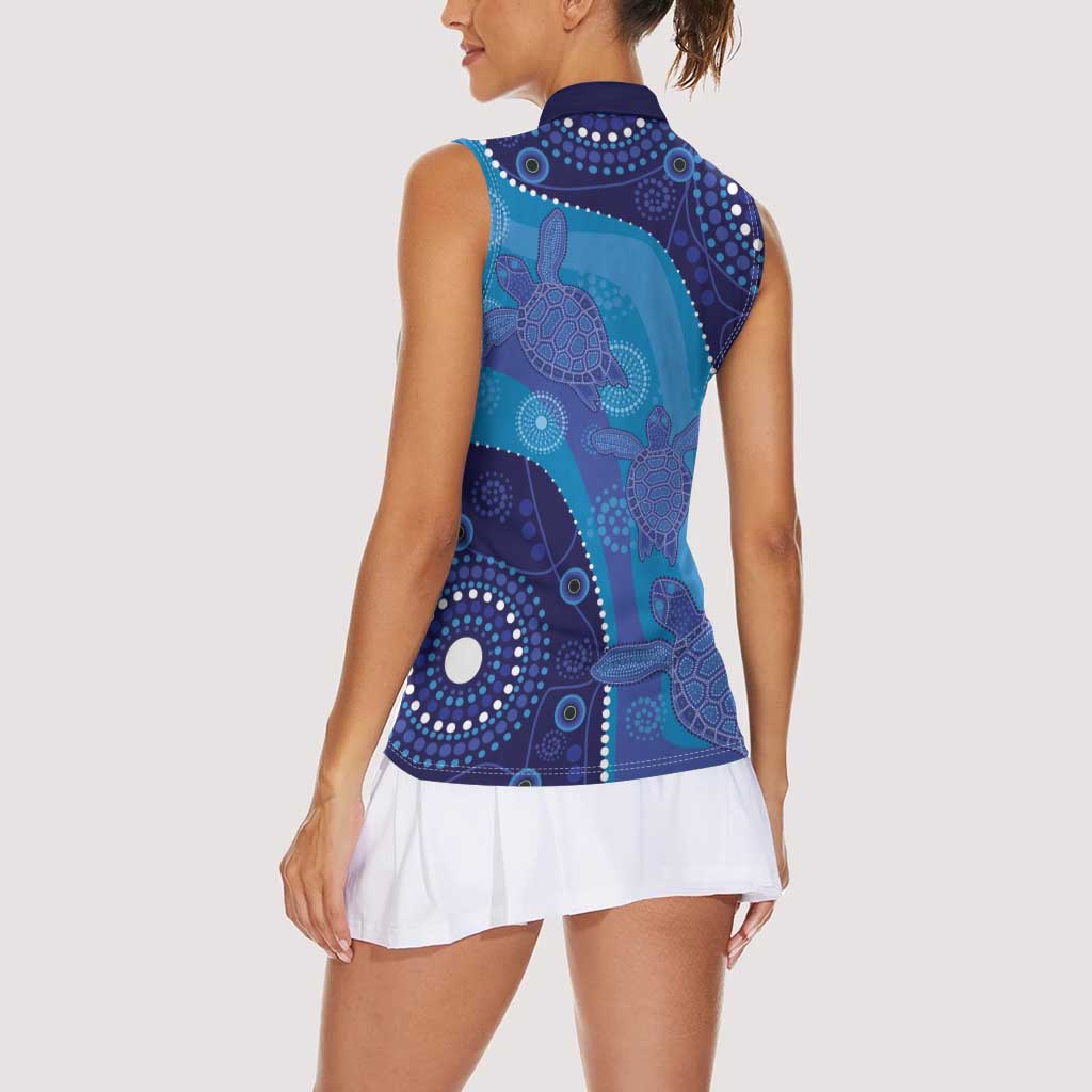 Australia Ngarrindjeri Women Sleeveless Polo Shirt Animal Aboriginal Art