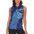 Australia Ngarrindjeri Women Sleeveless Polo Shirt Animal Aboriginal Art