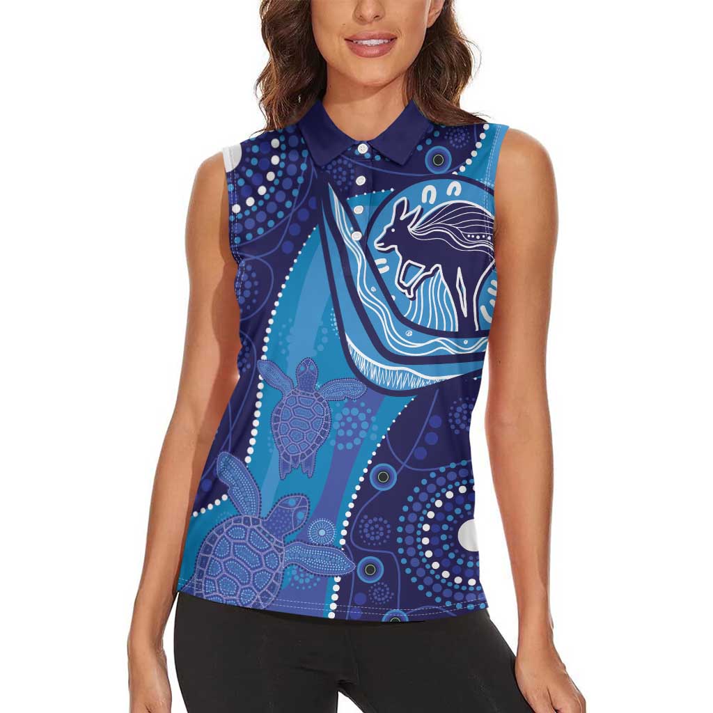 Australia Ngarrindjeri Women Sleeveless Polo Shirt Animal Aboriginal Art