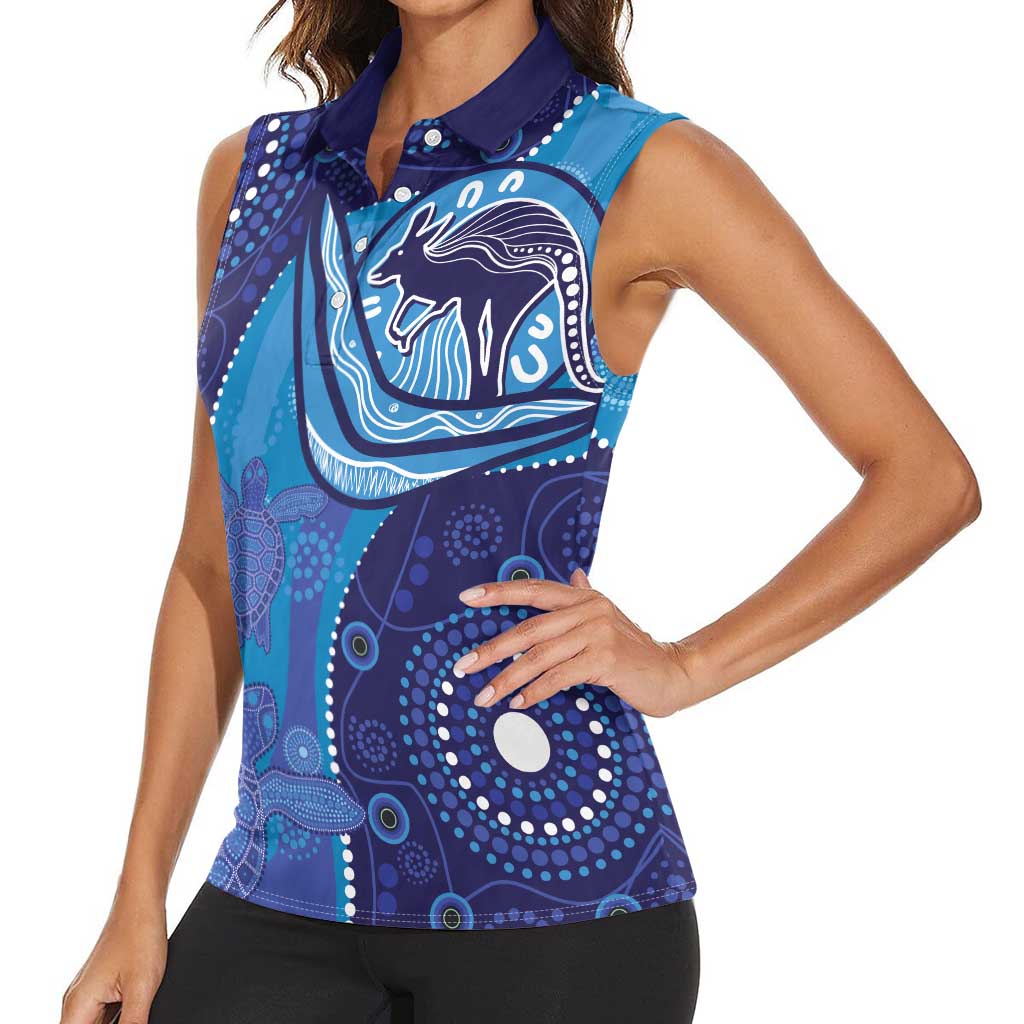 Australia Ngarrindjeri Women Sleeveless Polo Shirt Animal Aboriginal Art