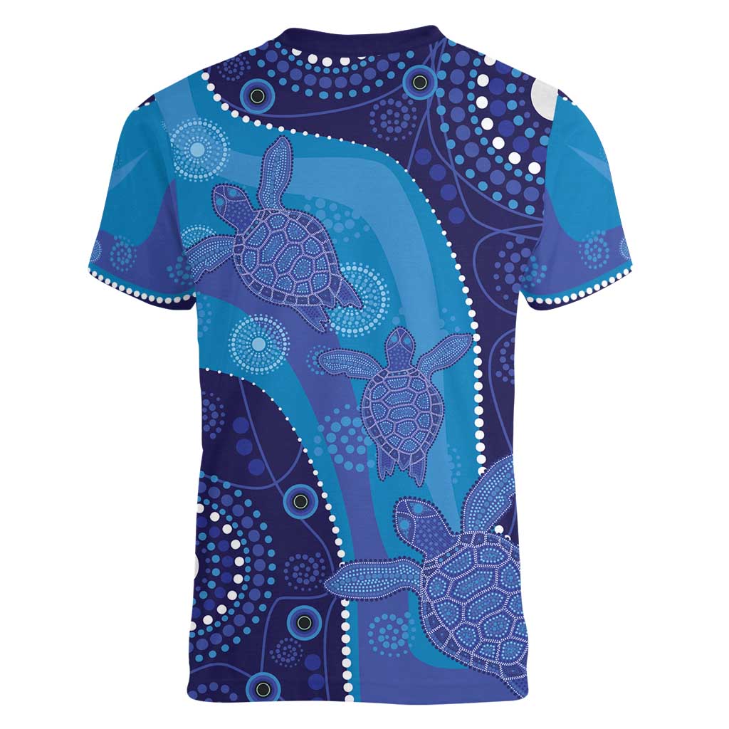 Australia Ngarrindjeri Women V-Neck T-Shirt Animal Aboriginal Art